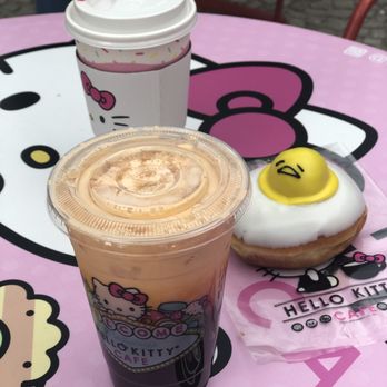 Hello Kitty Cafe - "Thai Iced Tea (~$5)" was delicious and authentic. We also had to get the "Gudetama Donut (~$3)" because it was too cute! - Desserts Near Me - Las Vegas, Nevada