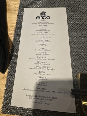 Menu photo 8 Sushi Endo Austin, TX