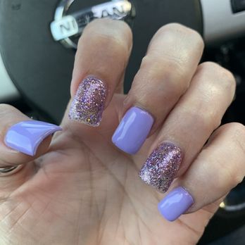 Pro Nails - Purple with some glitter. - Nail Salons Near Me - Darien, Illinois