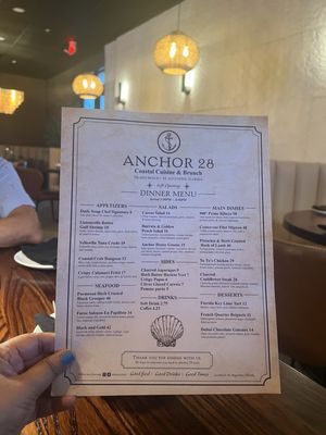 Menu photo 2 Anchor 28 St. Augustine, FL