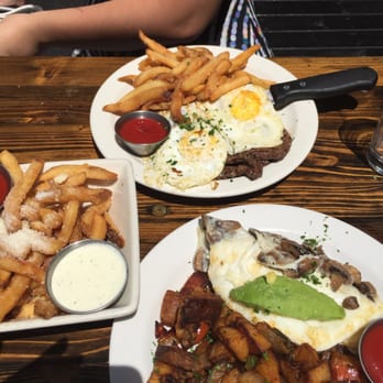 Tavern29 - Steak and eggs, truffle Parmesan fries , egg white omelet with mushrooms and avocado - Breakfast & Brunch Near Me - New York, New York Tavern29 - Steak and eggs, truffle Parmesan fries , egg white omelet with mushrooms and avocado - Breakfast & Brunch Near Me - New York, New York