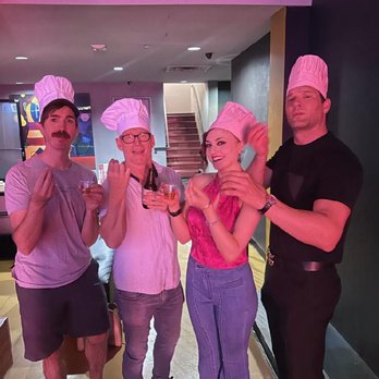 Pinz Bowling Kitchen + Bar - Team "Chef's Kiss" at Pinz Bowling. Making the hand gesture for "Thats-a-nice-a-STRIKE-A!" - Bowling Near Me - Studio City, California Pinz Bowling Kitchen + Bar - Team "Chef's Kiss" at Pinz Bowling. Making the hand gesture for "Thats-a-nice-a-STRIKE-A!" - Bowling Near Me - Studio City, California