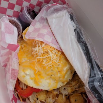 Puft Bubble Waffles - Breakfast bubble waffle $10: hash browns, egg, subbed veg for meat - Food Trucks Near Me - Tukwila, Washington