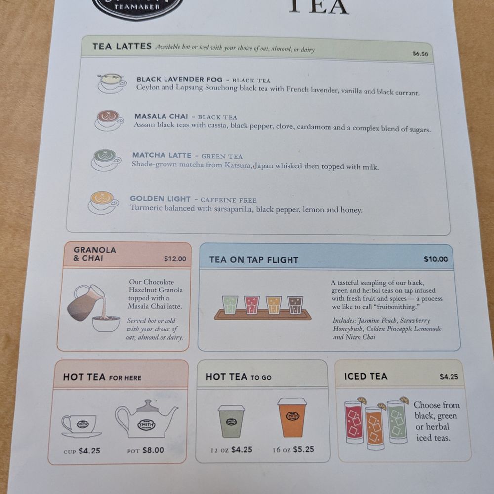 Smith Teamaker - Tea List (Dec 2024) - Tea Rooms Near Me - Portland, Oregon