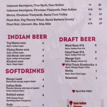 Apna Indian Kitchen - Drink Menu (2020 Sept) - Indian Near Me - Santa Barbara, California Apna Indian Kitchen - Drink Menu (2020 Sept) - Indian Near Me - Santa Barbara, California