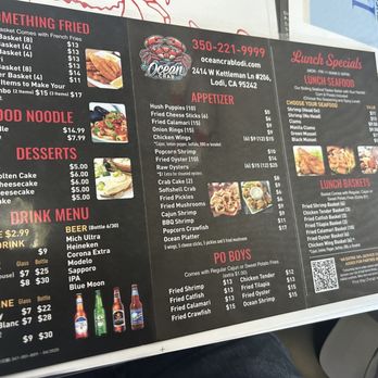 Ocean Crab - Menu: June 2025 - Seafood Near Me - Lodi, California