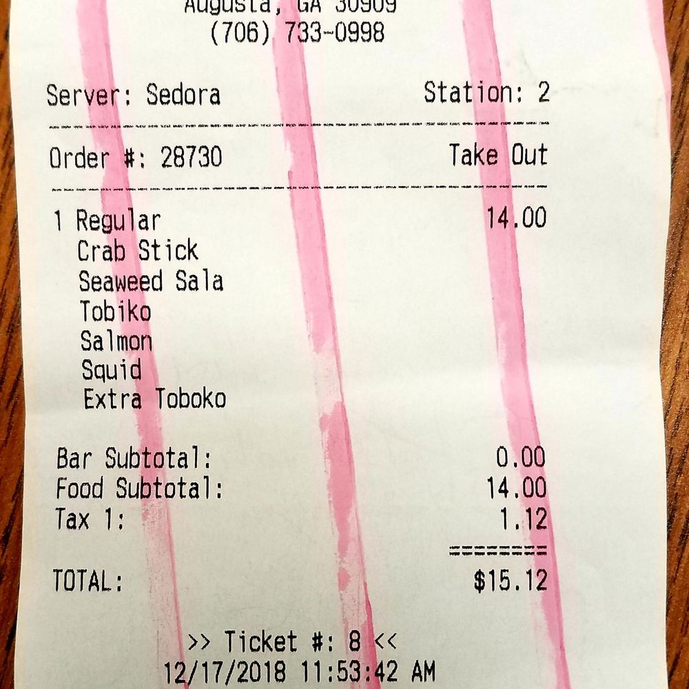 Hello Poke Bowl - The bill. - Sushi Bars Near Me - Augusta, Georgia Hello Poke Bowl - The bill. - Sushi Bars Near Me - Augusta, Georgia