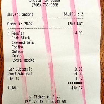 Hello Poke Bowl - The bill. - Sushi Bars Near Me - Augusta, Georgia Hello Poke Bowl - The bill. - Sushi Bars Near Me - Augusta, Georgia