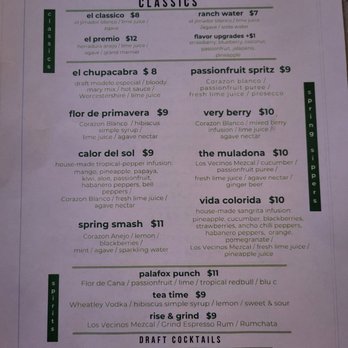 Agave - a menu for a restaurant - Cocktail Bars Near Me - Pensacola, Florida