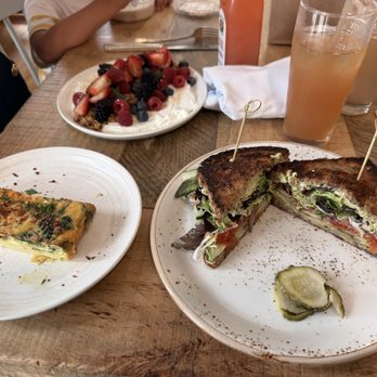 Saltbox Kitchen - Mediterranean sandwich, frittata and fruit plate. - New American Near Me - Concord, Massachusetts Saltbox Kitchen - Mediterranean sandwich, frittata and fruit plate. - New American Near Me - Concord, Massachusetts