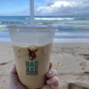 Bad Ass Coffee - Iced latte with a pump of almond. I LOVE the new logo. - Coffee & Tea Near Me - Lahaina, Hawaii