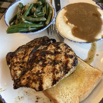 Mia's Table - Grilled Chicken Breasts ($17) with 2 side dishes I chose and toast. My sides were mashed potatoes and green beans. - Southern Near Me - Cypress, Texas Mia's Table - Grilled Chicken Breasts ($17) with 2 side dishes I chose and toast. My sides were mashed potatoes and green beans. - Southern Near Me - Cypress, Texas