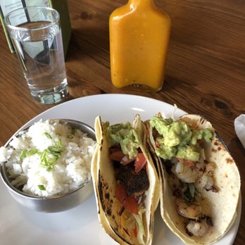 Ceviche's - Shrimp and mahi mahi taco with coconut rice - Seafood Near Me - Wilmington, North Carolina