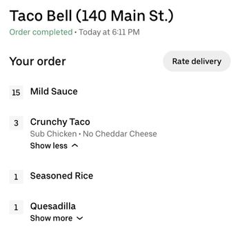 Taco Bell - The Uber order I was SUPPOSED to get... - Fast Food Near Me - Westbrook, Maine Taco Bell - The Uber order I was SUPPOSED to get... - Fast Food Near Me - Westbrook, Maine
