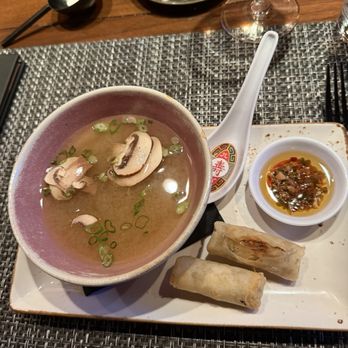 TRP Taste - Miso soup with crab spring rolls with a chili crunch - New American Near Me - Fort Lauderdale, Florida TRP Taste - Miso soup with crab spring rolls with a chili crunch - New American Near Me - Fort Lauderdale, Florida