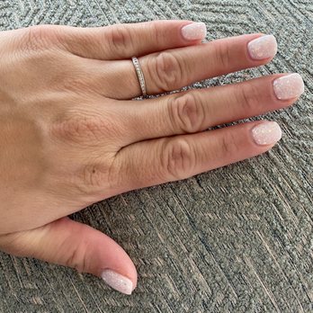 Zen 2 Nails - White sparkle dip manicure - Nail Salons Near Me - La Quinta, California Zen 2 Nails - White sparkle dip manicure - Nail Salons Near Me - La Quinta, California