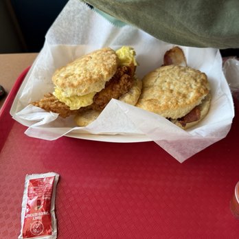 Sam's Homemade Biscuits - Chicken egg biscuit and bacon biscuit - Breakfast & Brunch Near Me - Sumter, South Carolina