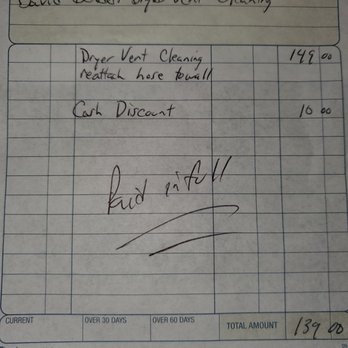 David Bender's Dryer Vent Cleaning - May 2020: $10 discount for cash. Will accept a check. - Air Duct Cleaning Near Me - Wesley Chapel, Florida David Bender's Dryer Vent Cleaning - May 2020: $10 discount for cash. Will accept a check. - Air Duct Cleaning Near Me - Wesley Chapel, Florida