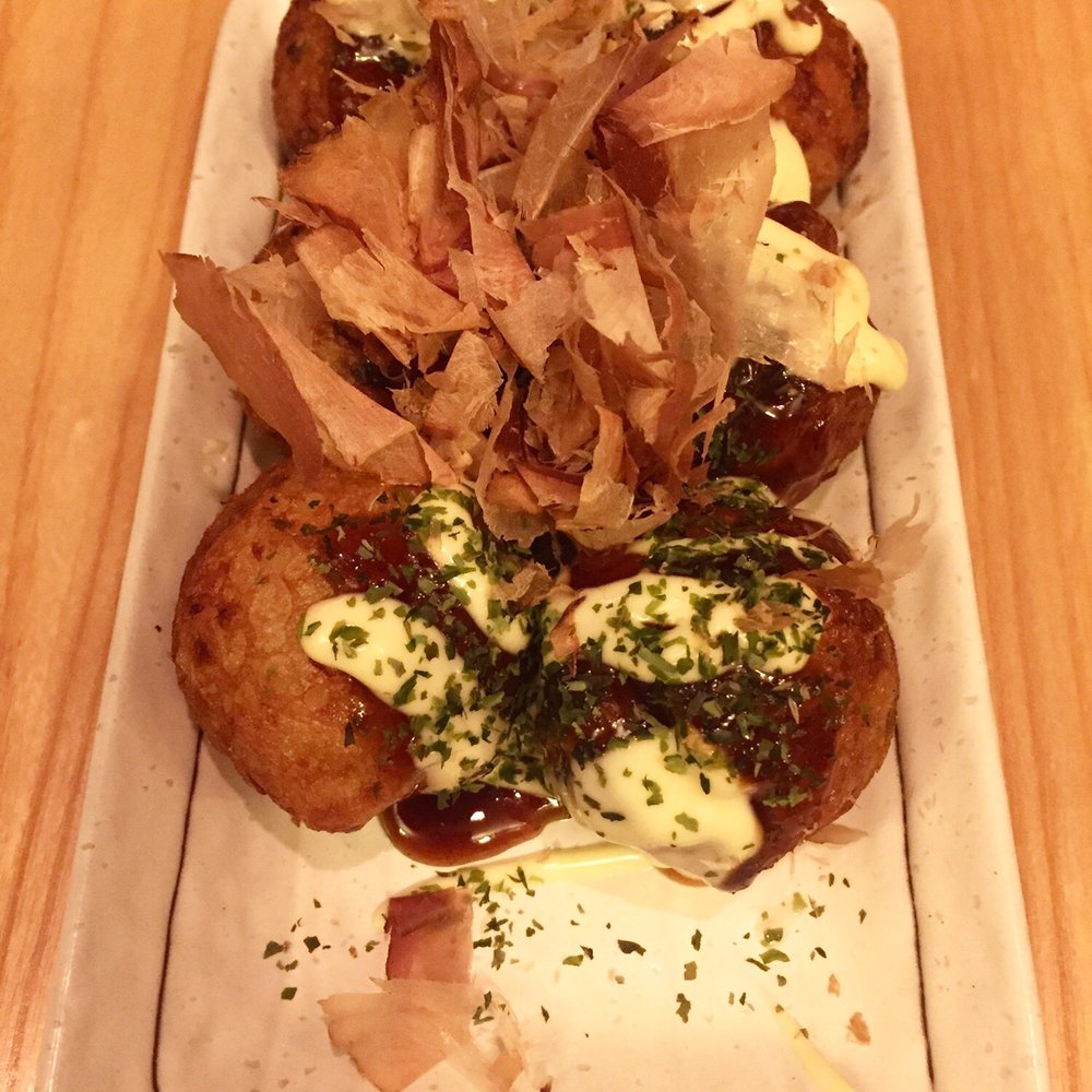 Teppanyaki Kyoto - Takoyaki (octopus balls, fritters made with batter filled with diced octopus) - Japanese Near Me - Pittsburgh, Pennsylvania Teppanyaki Kyoto - Takoyaki (octopus balls, fritters made with batter filled with diced octopus) - Japanese Near Me - Pittsburgh, Pennsylvania