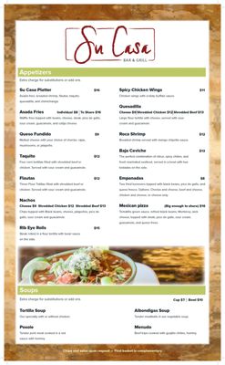 Menu photo 3 Su Casa Bar and Grill Paso Robles, CA Menu photo 3 Su Casa Bar and Grill Paso Robles, CA