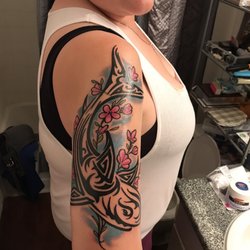 Broken Moon Tattoos - Done by Matt West and taken about 3 hours after we left. (Sorry about the bathroom photo)