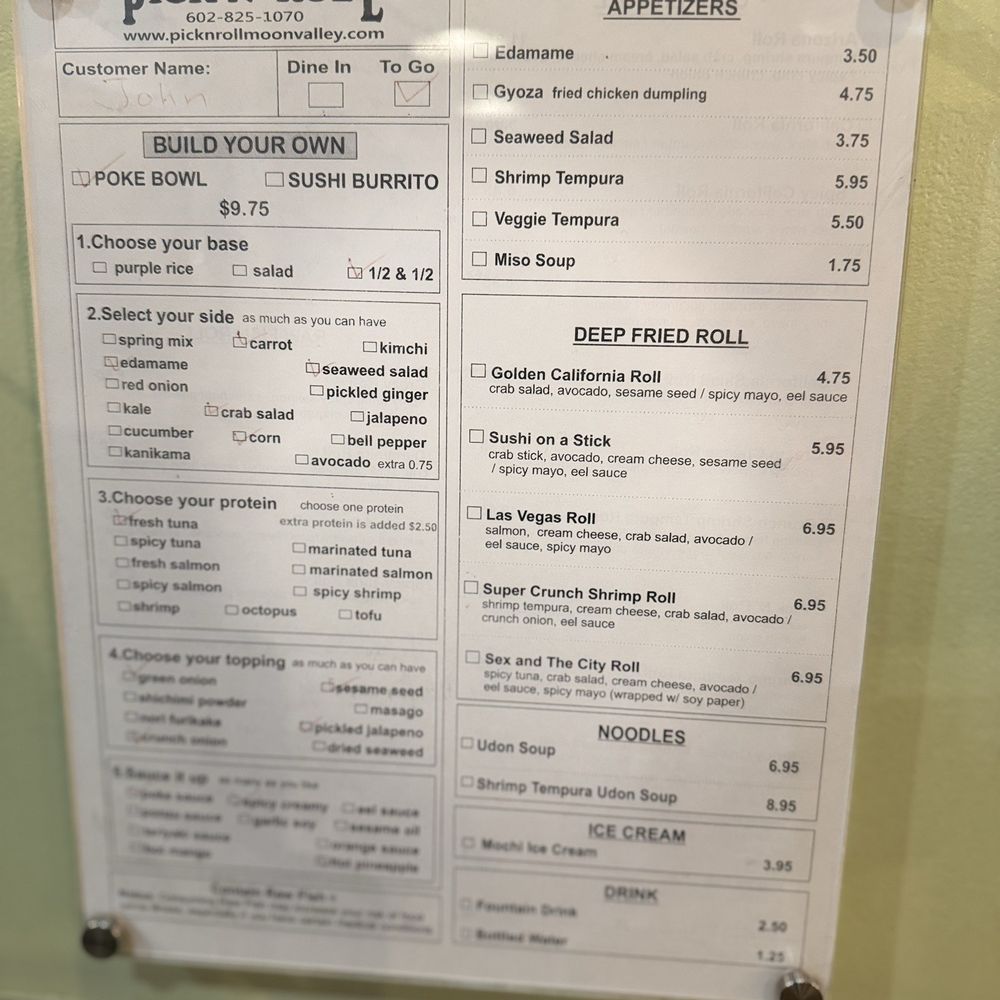 Pick N' Roll - Menu - Japanese Near Me - Phoenix, Arizona Pick N' Roll - Menu - Japanese Near Me - Phoenix, Arizona