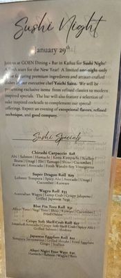Menu photo 8 Goen Dining + Bar Kailua, HI