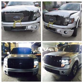 Sovereign Service Center - Before & After F-150 with custom grill and lights - Body Shops Near Me - Dallas, Texas Sovereign Service Center - Before & After F-150 with custom grill and lights - Body Shops Near Me - Dallas, Texas