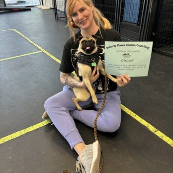 Smarty Paws Canine Coaching - Julie Braun (Instructor) and Girasol (Pup) on Level 1 Basic Obedience Training, Graduation Day! - Pet Training Near Me - Las Vegas, Nevada Smarty Paws Canine Coaching - Julie Braun (Instructor) and Girasol (Pup) on Level 1 Basic Obedience Training, Graduation Day! - Pet Training Near Me - Las Vegas, Nevada