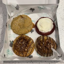 Salted caramel, red velvet, and turtle cookies Salted caramel, red velvet, and turtle cookies