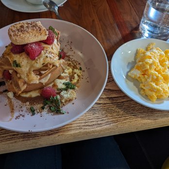 Kain Tayo - Tiramisu waffle + side scrambled egg - Asian Fusion Near Me - Canmore, Alberta Kain Tayo - Tiramisu waffle + side scrambled egg - Asian Fusion Near Me - Canmore, Alberta