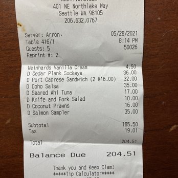 Ivar's Salmon House - Our receipt - Seafood Near Me - Seattle, Washington Ivar's Salmon House - Our receipt - Seafood Near Me - Seattle, Washington
