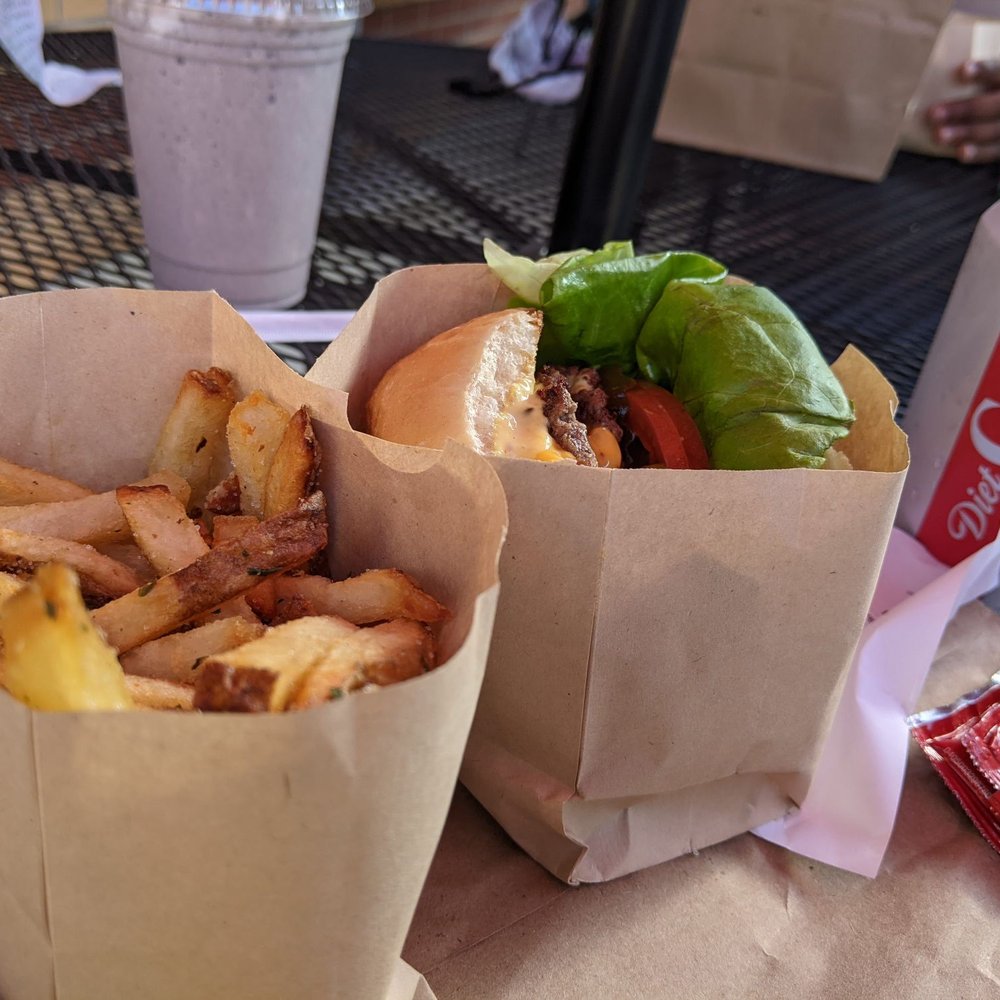 Fries and a double cheeseburger Fries and a double cheeseburger