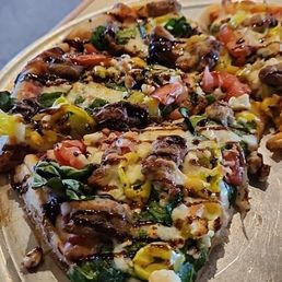 Tahiti Mi with sausage, on gf crust! Yum! Tahiti Mi with sausage, on gf crust! Yum!
