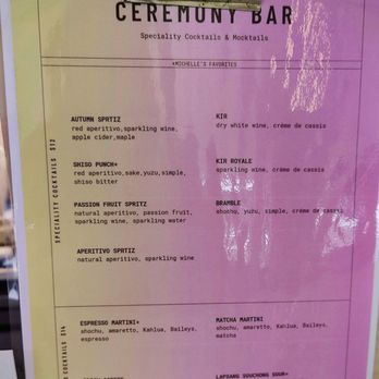 Ceremony - Ceremony Bar Menu as of 10.20.2024 - Tea Rooms Near Me - Providence, Rhode Island Ceremony - Ceremony Bar Menu as of 10.20.2024 - Tea Rooms Near Me - Providence, Rhode Island