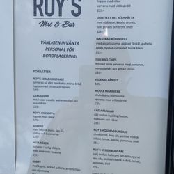 Roy's Fisk - Menu