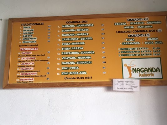 Menu photo 2 Naganda Juguería Oaxaca, OAX