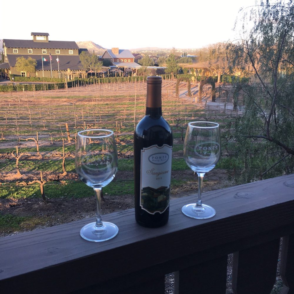 Ponte Vineyard Inn - View from our room along with complimentary bottle of Sangiovese - Hotels Near Me - Temecula, California Ponte Vineyard Inn - View from our room along with complimentary bottle of Sangiovese - Hotels Near Me - Temecula, California