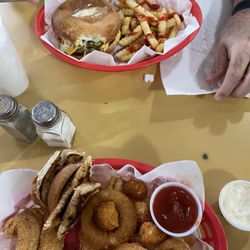Hamburger Happiness - Double Cheeseburger basket and Fish Basket! Yummy!