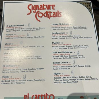 La Cumbancha - Cocktail menu - Cocktail Bars Near Me - Miami Lakes, Florida