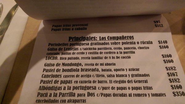 Menu photo 3 Perón Perón RestoBar Buenos Aires, C Menu photo 3 Perón Perón RestoBar Buenos Aires, C