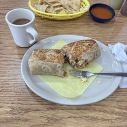Breakfast burrito - great with the tomatillo hot sauce