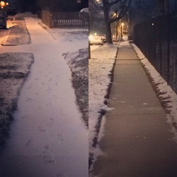 BAM'S Landscaping - Before & After sidewalk blowing (Commercial Winter Services) - Landscaping Near Me - Kensington, Maryland
