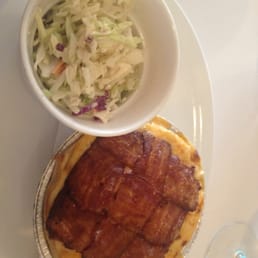 The Mac n cheese pie with a side of cole slaw. Dig that bacon lattice!