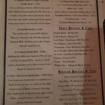 Bube's Brewery - Drink menu Jan 2022 - Breweries Near Me - Mount Joy, Pennsylvania