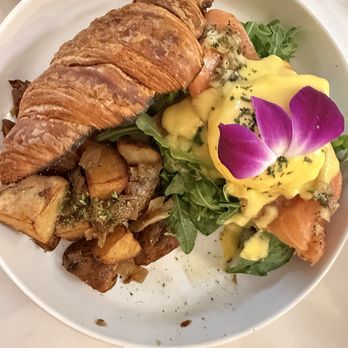 GIWA - Egg Benedict with Yuzu Smoked Salmon Croissant with potato egg salad - Breakfast & Brunch Near Me - Santa Clara, California GIWA - Egg Benedict with Yuzu Smoked Salmon Croissant with potato egg salad - Breakfast & Brunch Near Me - Santa Clara, California