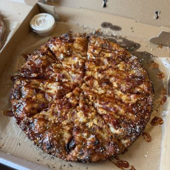 Petey’s Pizzeria - BBQ Chicken Pizza with Hot Honey Drizzle - Pizza Near Me - Warren, Michigan Petey’s Pizzeria - BBQ Chicken Pizza with Hot Honey Drizzle - Pizza Near Me - Warren, Michigan