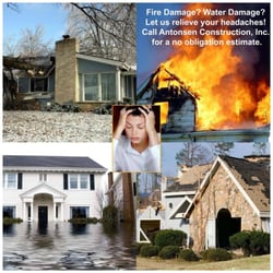 Antonsen Construction - We are certified by the IICRC for Fire and Water Restoration. Call 24 hours a day for emergency service.