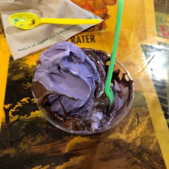 Makani's Magic Pineapple Shack - Ube ice cream with Nutella topping. - Juice Bars & Smoothies Near Me - Hilo, Hawaii