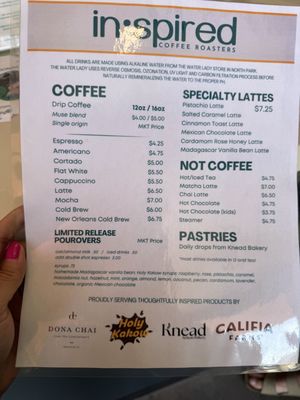 Menu photo 1 Inspired Coffee Roasters San Diego, CA Menu photo 1 Inspired Coffee Roasters San Diego, CA